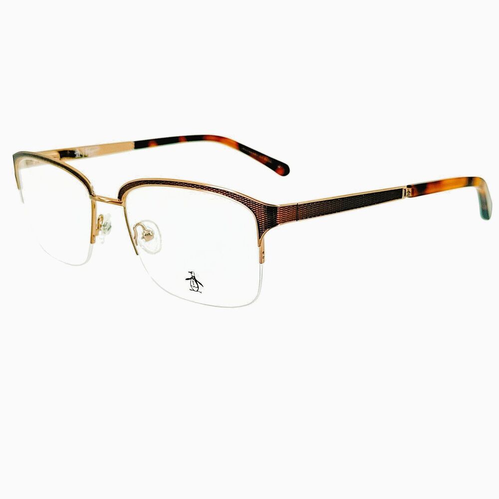 Penguin The Bennett Mens Metal Eyeglass Frame Camel 56-17 Spring Hinges